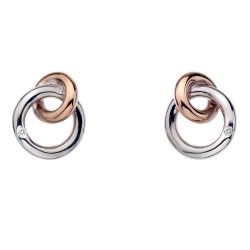 Stříbrné náušnice Hot Diamonds Eternity Interlocking Rose Gold Stud DE309