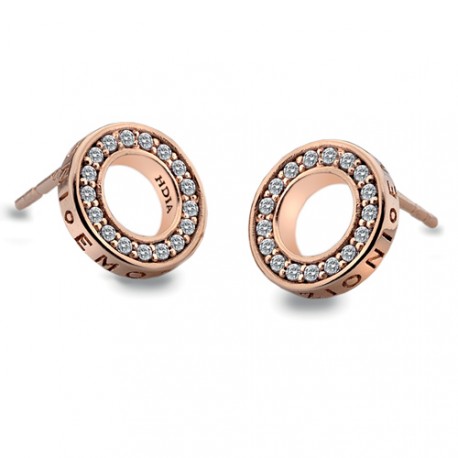 Stříbrné náušnice Hot Diamonds Emozioni Saturno Rose Gold