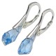 Stříbrné náušnice s krystalem Swarovski Polygon Aquamarin