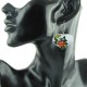 Malované ocelové náušnice ve tvaru srdce - had a růže