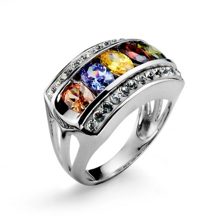 Stříbrný prsten Rainbow - 63017 (multicolor)