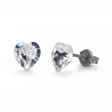 Náušnice Oliver Weber Sensitive PE Heart mini - S24008 (crystal)