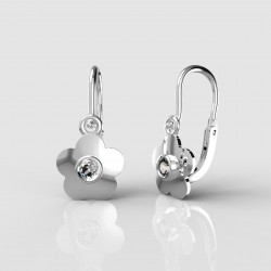 Dětské zlaté náušnice pro miminka BeKid - 1277 květina (bílé zlato Au585)