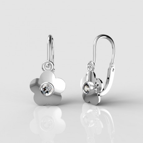 Dětské zlaté náušnice pro miminka BeKid - 1277 květina (bílé zlato Au585)