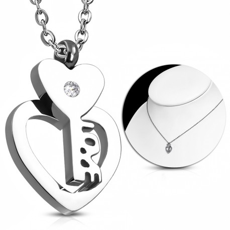 Elegantní náhrdelník se srdcem a klíčem