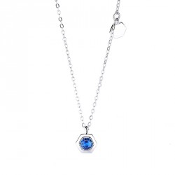 Stříbrný náhrdelník s modrým zirkonem