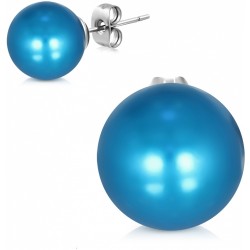 Pecky z chirurgické oceli zdobené modrou perlou
